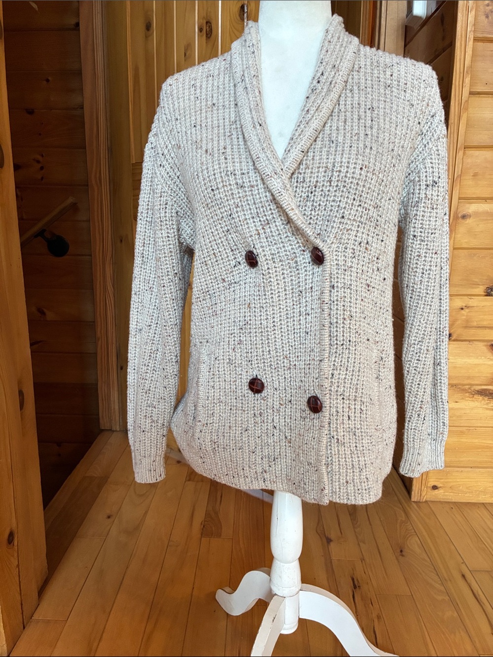 Vintage double breasted shawl collar grandpa gore sweater